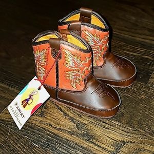 Ariat Infant Western Boots Brown & Orange, Size 3